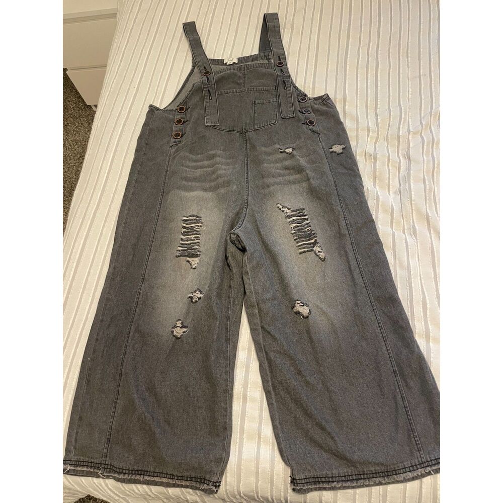 Easel Washed Black Denim Overalls Size Medium